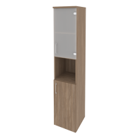 Шкаф высокий узкий правый (1 низкий фасад ЛДСП + 1 низкий фасад стекло) O.SU-1.4(R)