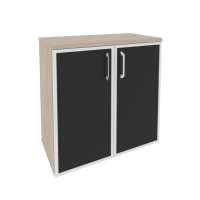 Шкаф низкий широкий (2 низких фасада стекло лакобель в раме) O.ST-3.2R white/black