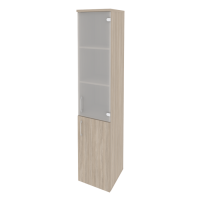 Шкаф высокий узкий правый (1 низкий фасад ЛДСП + 1 средний фасад стекло) O.SU-1.2(R)