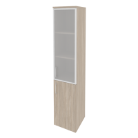 Шкаф высокий узкий правый (1 низкий фасад ЛДСП + 1 средний фасад стекло в раме) O.SU-1.2R(R)
