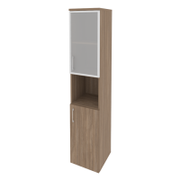 Шкаф высокий узкий правый (1 низкий фасад ЛДСП + 1 низкий фасад стекло в раме) O.SU-1.4R(R)