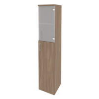 Шкаф высокий узкий правый (1 средний фасад ЛДСП + 1 низкий фасад стекло) O.SU-1.7(R)