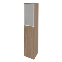Шкаф высокий узкий правый (1 средний фасад ЛДСП + 1 низкий фасад стекло в раме) O.SU-1.7R(R)