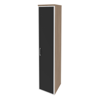 Шкаф высокий узкий правый (1 высокий фасад стекло лакобель в раме) O.SU-1.10R(R) white/black