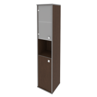 Шкаф высокий узкий левый/правый (1 низкая дверь ЛДСП, 1 низкая дверь стекло) Л.СУ-1.4 Л/Пр