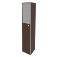 Шкаф высокий узкий левый/правый (1 средняя дверь ЛДСП, 1 низкая дверь стекло) Л.СУ-1.7 Л/Пр