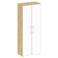 Шкаф высокий широкий (2 высоких фасада стекло лакобель белый в раме) SK.ST-1.10R white
